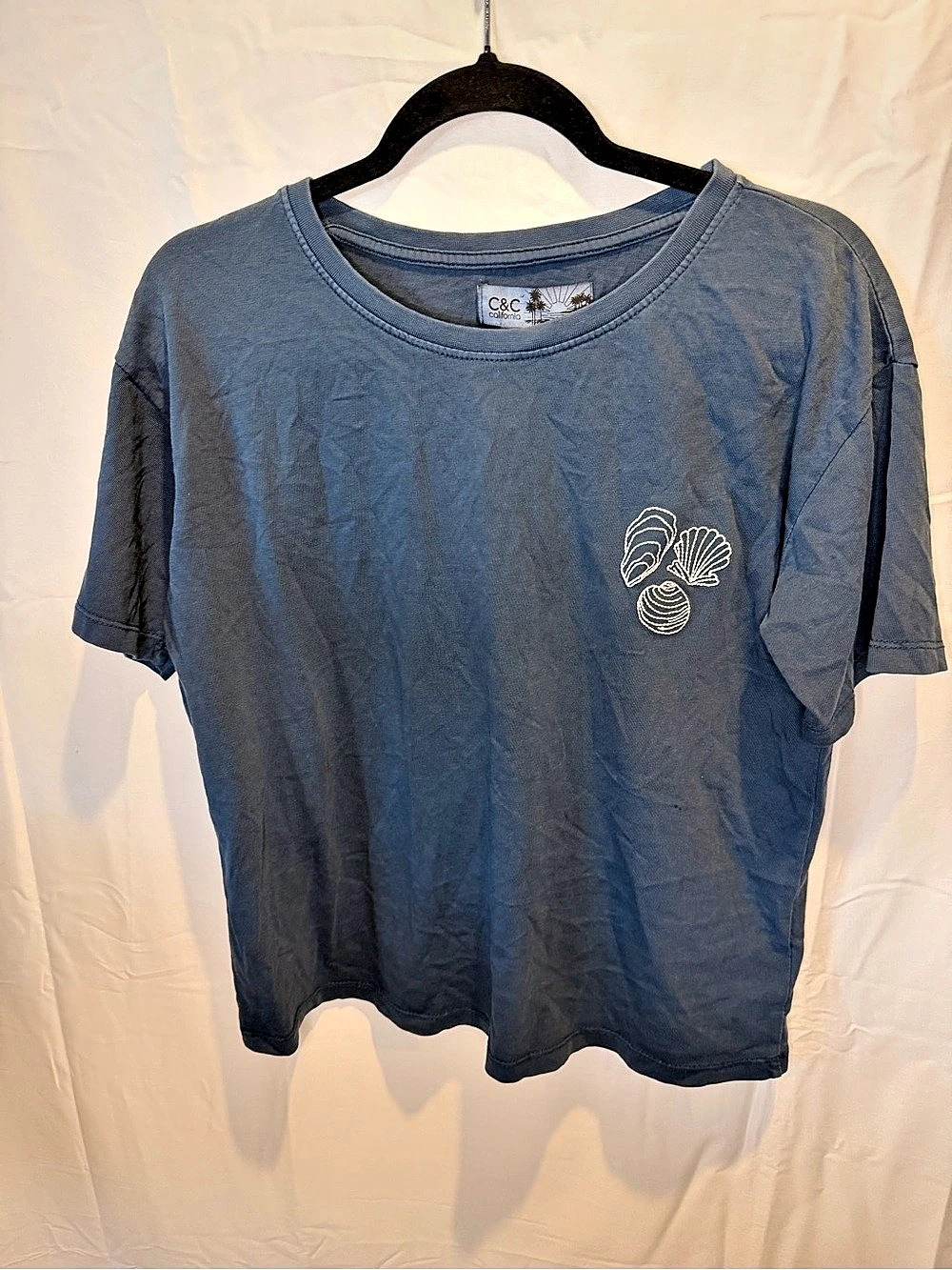 C&C California Shell Graphic Tee in Blue Small NWT